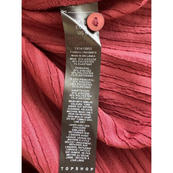 New ~ TOPSHOP ~ Women's Textured Panel Shirt Size 6 - Picture 7 of 10